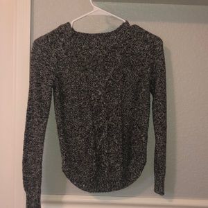 Black and white cable knit sweater